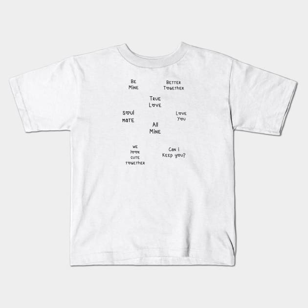 Aesthetic Cute Valentines Day Love Quotes Pack Pattern Kids T-Shirt by Artmmey